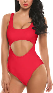 One Piece Pink Hollow Out Swimsuit