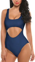 Load image into Gallery viewer, One Piece Blue Aztec Hollow Out Swimsuit