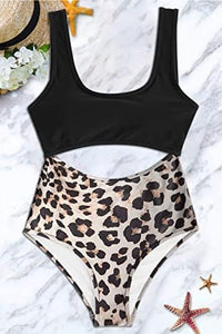 One Piece Black/White Hollow Out Swimsuit