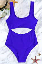 Load image into Gallery viewer, One Piece Navy Blue Hollow Out Swimsuit