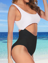 Load image into Gallery viewer, One Piece Black/White Hollow Out Swimsuit
