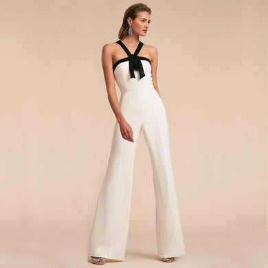 French Society White Halter Jumpsuit