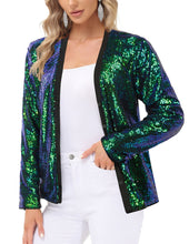 Load image into Gallery viewer, Emerald Green Sequined Long Sleeve Party Blazer