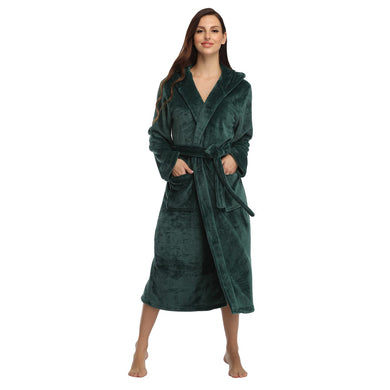 Emerald Green  Soft & Plush Long Sleeve Hooded Robe