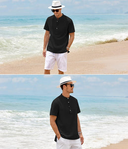 Men's Black High Quality Cotton Short Sleeve Shirt