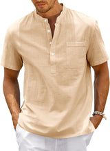 Load image into Gallery viewer, Men&#39;s Beige High Quality Cotton Short Sleeve Shirt