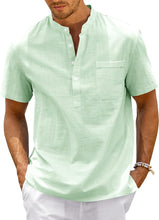 Load image into Gallery viewer, Men&#39;s Light Green High Quality Cotton Short Sleeve Shirt