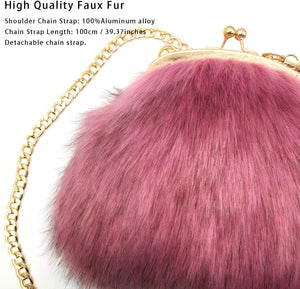 Vintage Style Dark Pink Fur Clutch Evening Bag