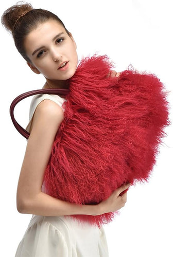 Mongolian Red Luxury Wool Fur Handbag