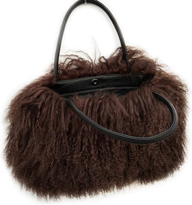 Mongolian Black Luxury Wool Fur Handbag