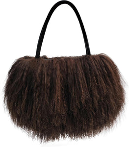 Mongolian Brown Luxury Wool Fur Handbag