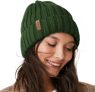 Chunky Knit Green Winter Beanie Hat
