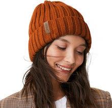 Load image into Gallery viewer, Chunky Knit Khaki Winter Beanie Hat