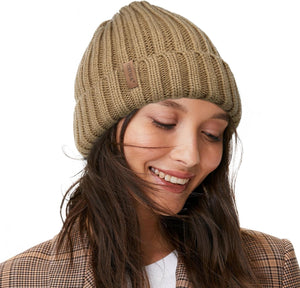 Chunky Knit Khaki Winter Beanie Hat