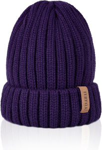 Chunky Knit Black Winter Beanie Hat