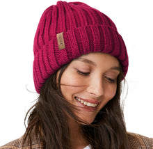 Load image into Gallery viewer, Chunky Knit Black Winter Beanie Hat