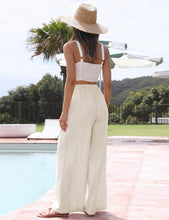 Load image into Gallery viewer, Summer Black Beach Cotton Linen Drawstring Pants