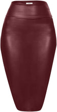 Load image into Gallery viewer, Navy Blue Faux Leather High Waist Pencil Skirt