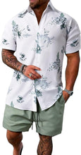 Load image into Gallery viewer, Men&#39;s Light Green Print Short Shirt &amp; Shorts Set