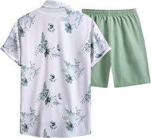 Load image into Gallery viewer, Men&#39;s Light Green Print Short Shirt &amp; Shorts Set