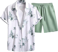 Load image into Gallery viewer, Men&#39;s Light Green Print Short Shirt &amp; Shorts Set