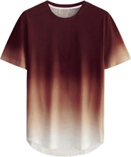 Load image into Gallery viewer, Men&#39;s Brown Ombre Curved Hem Short Sleeve Shirt