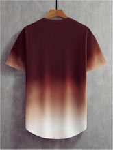 Load image into Gallery viewer, Men&#39;s Brown Ombre Curved Hem Short Sleeve Shirt