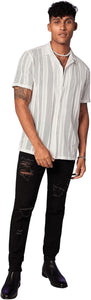 Men's White Crochet Knit Short Sleeve Shirt