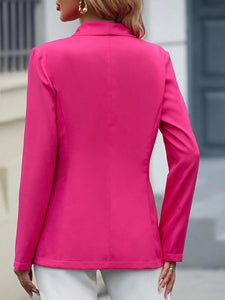 Fuschia Pink Rose Embellished Long Sleeve Blazer