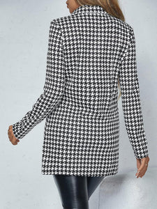 Houndstooth Black & White Checkered Long Sleeve Blazer