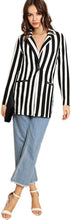 Load image into Gallery viewer, Black &amp; White Striped Business Style Long Sleeve Blazer