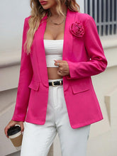 Load image into Gallery viewer, Fuschia Pink Rose Embellished Long Sleeve Blazer