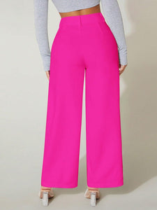 Cute Pink Seam Front High Waist Pants