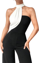 Load image into Gallery viewer, Black &amp; White Asymmetical Halter Jumpsuit