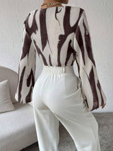 Load image into Gallery viewer, Safari Print Brown/White Bell Sleeve Crop Top