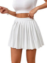 Load image into Gallery viewer, High Waist Faux Leather Silver Pleated Mini Skirt