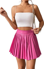 Load image into Gallery viewer, High Waist Faux Leather Pink Pleated Mini Skirt