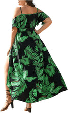 Load image into Gallery viewer, Plus Size Red Floral Cut Out Shoulder Maxi Dress