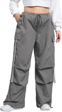 Load image into Gallery viewer, Plus Size Black Cargo Style Baggy Drawstring Pants