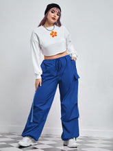 Load image into Gallery viewer, Plus Size Black Cargo Style Baggy Drawstring Pants