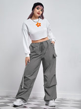 Load image into Gallery viewer, Plus Size Pink Cargo Style Baggy Drawstring Pants