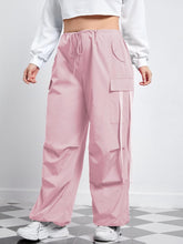 Load image into Gallery viewer, Plus Size Blue Cargo Style Baggy Drawstring Pants