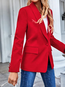 Fashionable Red Long Sleeve Professional Blazer