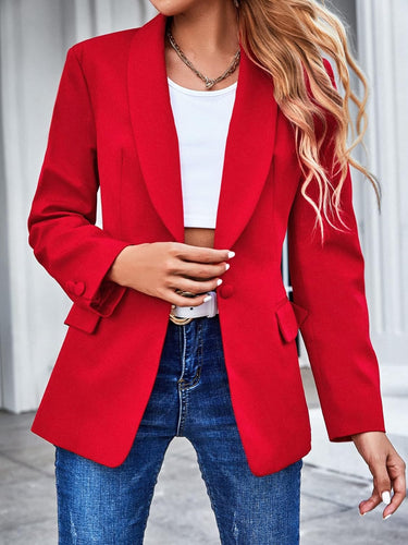 Fashionable Red Long Sleeve Professional Blazer