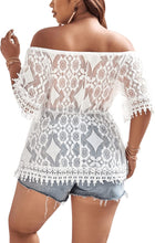 Load image into Gallery viewer, Plus Size White Vintage Style Lace Top