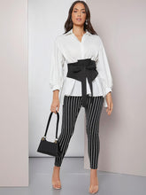 Load image into Gallery viewer, Black Striped High Waist Stretch Leggings