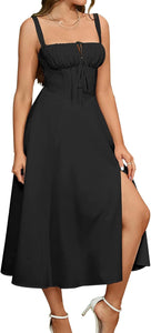 Katelyn Ruched Black Sleeveless Midi Dress