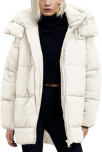 Load image into Gallery viewer, Trendy Black Quilted Puffer Mid-Length Warm Winter Heavyweight Coat