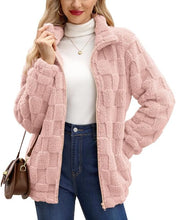 Load image into Gallery viewer, Light Pink Long Sleeve Full Zip Soft Warm Fleece Jacket