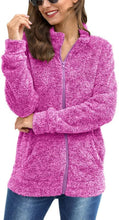 Load image into Gallery viewer, Hot Pink Long Sleeve Full Zip Soft Warm Fleece Jacket